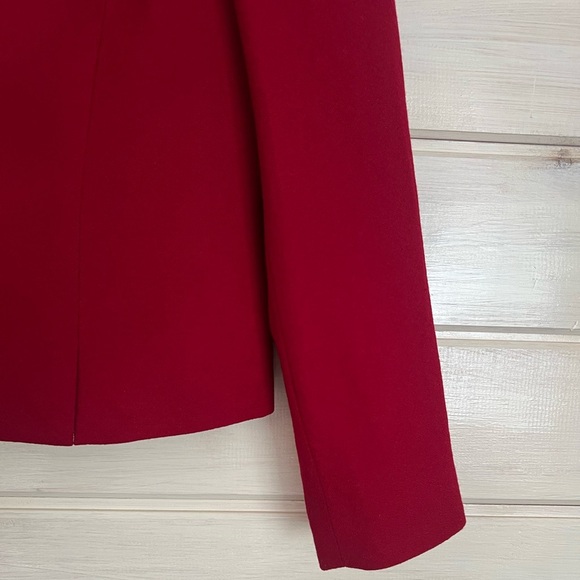 Talbots Red Wool Lined Blazer Jacket 3 Button Flap Pockets Size 4 Office - Picture 4 of 8
